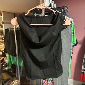 ReoRia Black Draped Cowl Neck Sleeveless Top
